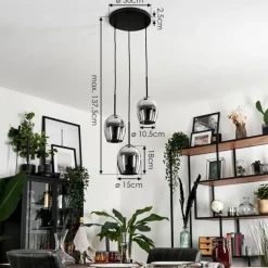 hofstein Suspension - Verre Vevino Chrome, Fumé, 3 lumières