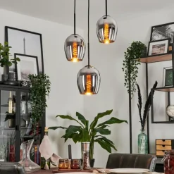 hofstein Suspension - Verre Vevino Chrome, Fumé, 3 lumières