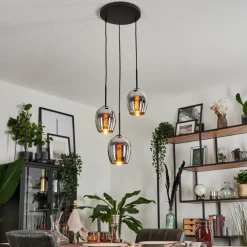 hofstein Suspension - Verre Vevino Chrome, Fumé, 3 lumières