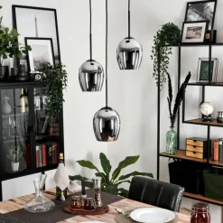 hofstein Suspension - Verre Vevino Chrome, Fumé, 3 lumières