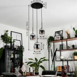 hofstein Suspension - Verre Vevino Chrome, Clair, Fumé, 3 lumières