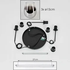 hofstein Suspension - Verre Vevino Chrome, Clair, Fumé, 3 lumières