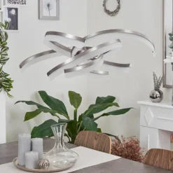 hofstein Suspension Vignats LED Nickel mat, 4 lumières* Éclairage Led