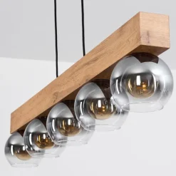 Suspension Verre Fumé-hofstein Suspension Vouhet Brun, Couleur bois, Noir, 5 lumières