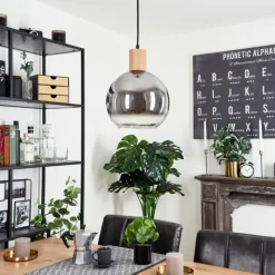 Suspension Verre Fumé-hofstein Suspension Vouhet Brun, Couleur bois, Noir, 1 lumière