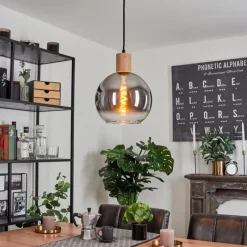 Suspension Verre Fumé-hofstein Suspension Vouhet Brun, Couleur bois, Noir, 1 lumière