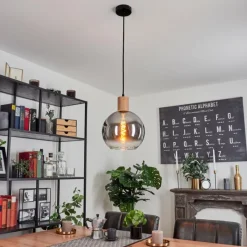 Suspension Verre Fumé-hofstein Suspension Vouhet Brun, Couleur bois, Noir, 1 lumière