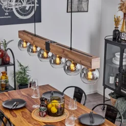 Suspension Verre Fumé-hofstein Suspension Vouhet Brun, Couleur bois, Noir, 6 lumières