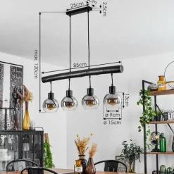 Suspension Verre Fumé-hofstein Suspension Vouhet Noir, 4 lumières