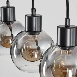 Suspension Verre Fumé-hofstein Suspension Vouhet Noir, 4 lumières