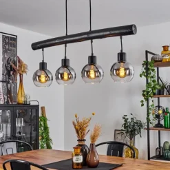 Suspension Verre Fumé-hofstein Suspension Vouhet Noir, 4 lumières