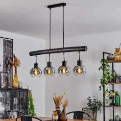 Suspension Verre Fumé-hofstein Suspension Vouhet Noir, 4 lumières