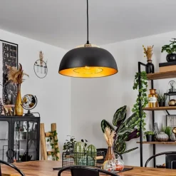 Lampes Dorées-hofstein Suspension Wambez Noir, 1 lumière