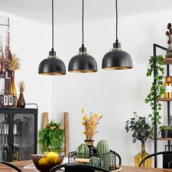 Lampes Dorées-hofstein Suspension Wambez Noir, 3 lumières