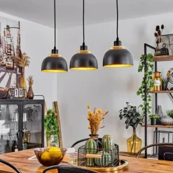 Lampes Dorées-hofstein Suspension Wambez Noir, 3 lumières