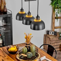 Lampes Dorées-hofstein Suspension Wambez Noir, 3 lumières