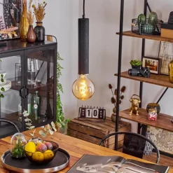 Lampes Vintages & Rétros-hofstein Suspension Wheelwright Nickel mat, Noir, 1 lumière