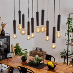 Lampes En Bois-hofstein Suspension Wheelwright Nickel mat, Noir, 10 lumières