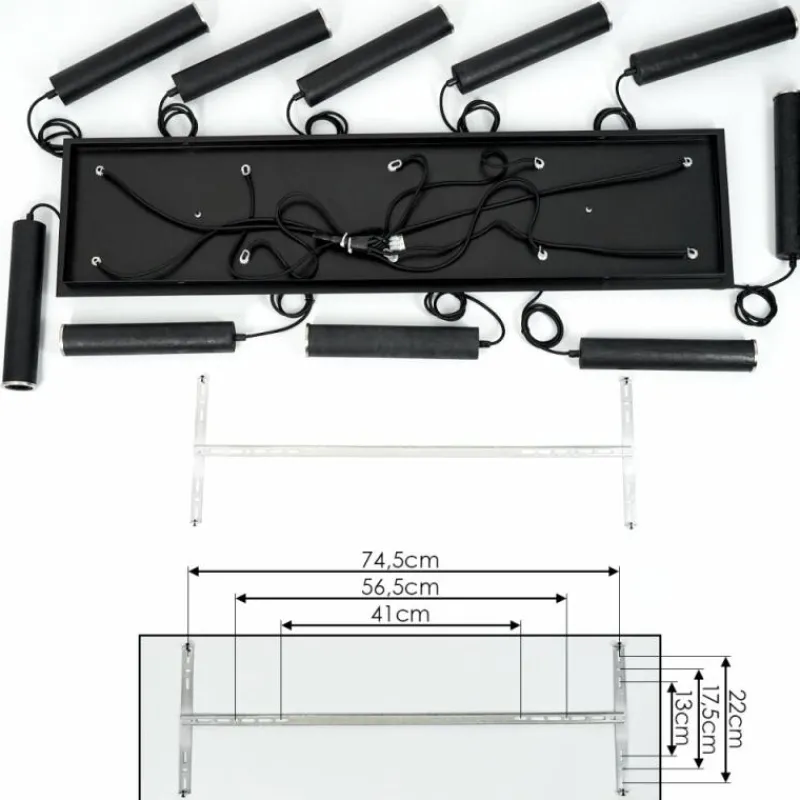 Lampes En Bois-hofstein Suspension Wheelwright Nickel mat, Noir, 10 lumières