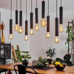 Lampes En Bois-hofstein Suspension Wheelwright Nickel mat, Noir, 10 lumières
