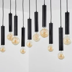 Lampes En Bois-hofstein Suspension Wheelwright Nickel mat, Noir, 10 lumières