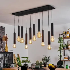 Lampes En Bois-hofstein Suspension Wheelwright Nickel mat, Noir, 10 lumières