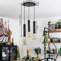 Lampes Industrielles-hofstein Suspension Wheelwright Nickel mat, Noir, 3 lumières