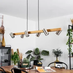 Lampes Industrielles-hofstein Suspension Zuoz Écru, Nickel mat, 6 lumières