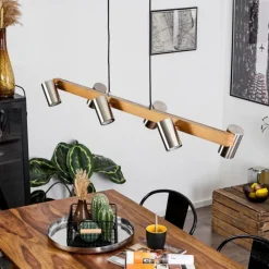 Lampes Industrielles-hofstein Suspension Zuoz Écru, Nickel mat, 6 lumières