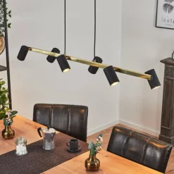 Luminaires Scandinaves-hofstein Suspension Zuoz Laiton, Noir, 6 lumières