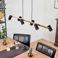 Luminaires Scandinaves-hofstein Suspension Zuoz Laiton, Noir, 6 lumières