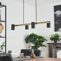Luminaires Scandinaves-hofstein Suspension Zuoz Laiton, Noir, 4 lumières