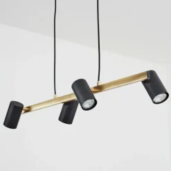 Luminaires Scandinaves-hofstein Suspension Zuoz Laiton, Noir, 4 lumières