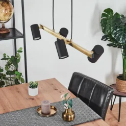 Luminaires Scandinaves-hofstein Suspension Zuoz Laiton, Noir, 4 lumières