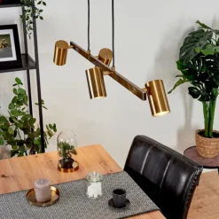 Lampes Industrielles-hofstein Suspension Zuoz Vieux laiton, 4 lumières