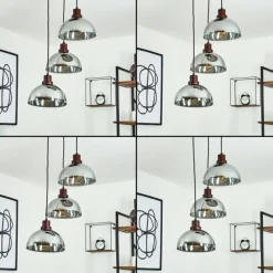 hofstein Suspension Aannestad Bois foncé, Noir, 3 lumières