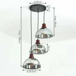 hofstein Suspension Aannestad Bois foncé, Noir, 3 lumières