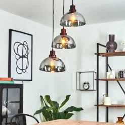 hofstein Suspension Aannestad Bois foncé, Noir, 3 lumières