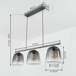 Suspension Verre Fumé-hofstein Suspension Aarburg Argent Oxydé, 3 lumières