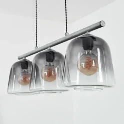 Suspension Verre Fumé-hofstein Suspension Aarburg Argent Oxydé, 3 lumières