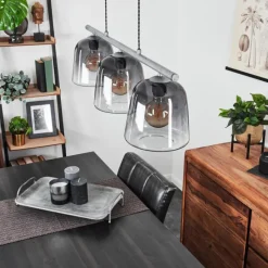 Suspension Verre Fumé-hofstein Suspension Aarburg Argent Oxydé, 3 lumières