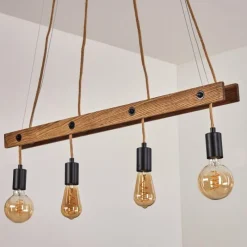 Lampes Industrielles-hofstein Suspension Aarhus Bois foncé, Noir, 4 lumières