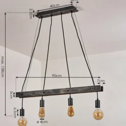 Lampes Industrielles-hofstein Suspension Aarhus Bois foncé, Noir, 4 lumières