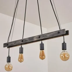 Lampes Industrielles-hofstein Suspension Aarhus Bois foncé, Noir, 4 lumières