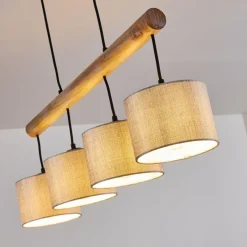 Lampes En Tissu-hofstein Suspension Adelboden Bois clair, Noir, 4 lumières