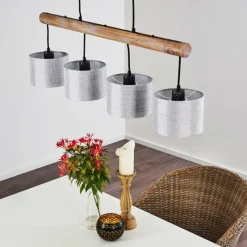 Lampes En Tissu-hofstein Suspension Adelboden Bois clair, Noir, 4 lumières