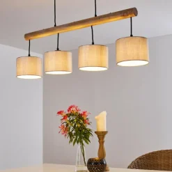 Lampes En Tissu-hofstein Suspension Adelboden Bois clair, Noir, 4 lumières