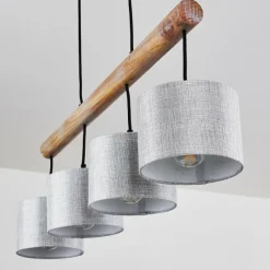 Lampes En Tissu-hofstein Suspension Adelboden Bois clair, Noir, 4 lumières