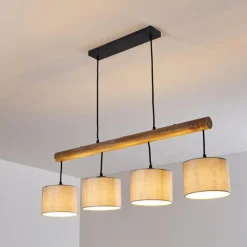 Lampes En Tissu-hofstein Suspension Adelboden Bois clair, Noir, 4 lumières