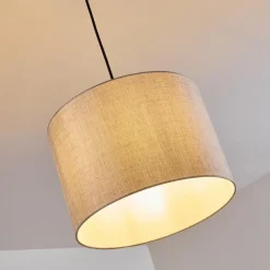 Lampes En Tissu-hofstein Suspension Adelboden Bois clair, Noir, 1 lumière